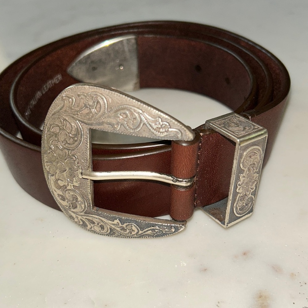 Silpada Brown Leather Belt with Silver Buckle